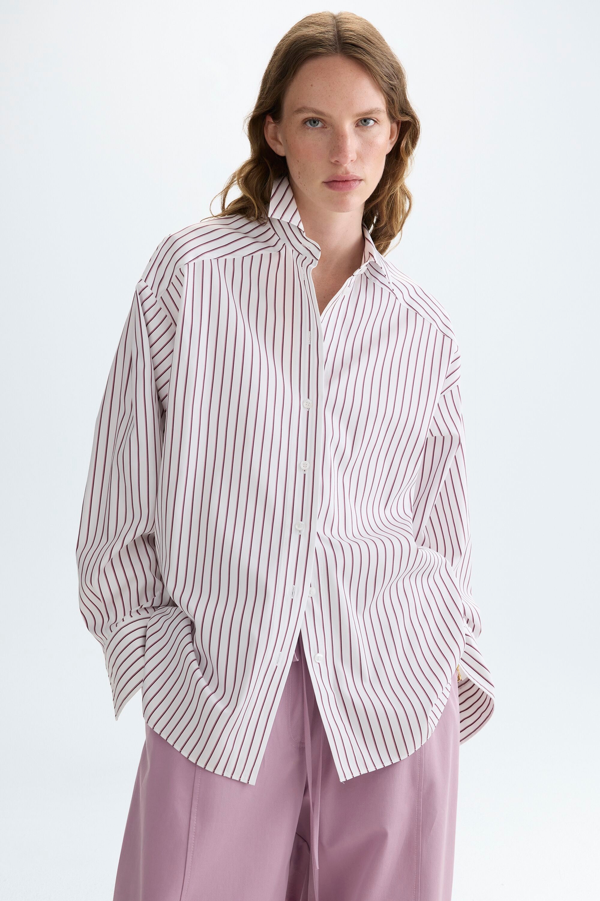 Striped poplin oversize shirt