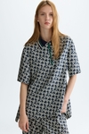 Print twill oversize polo shirt