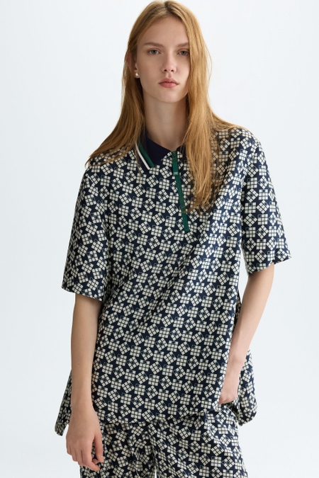 PRINT TWILL OVERSIZE POLO SHIRT