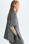 Print twill oversize polo shirt