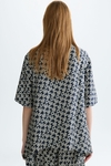 Print twill oversize polo shirt