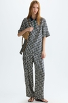 Print twill oversize polo shirt