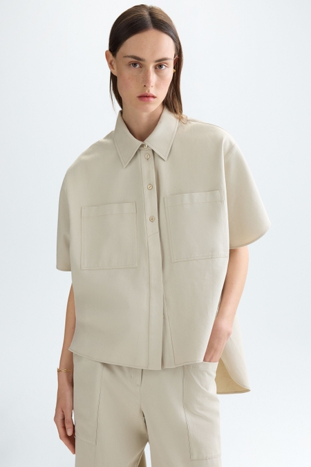 SHORT-SLEEVED COTTON TENCEL OVERSIZE SHIRT