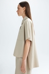 Short-sleeved cotton tencel oversize shirt