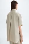 Short-sleeved cotton tencel oversize shirt