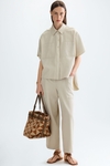 Short-sleeved cotton tencel oversize shirt