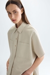 Short-sleeved cotton tencel oversize shirt