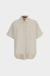 Short-sleeved cotton tencel oversize shirt