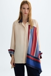 Striped print twill oversize shirt