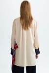 Striped print twill oversize shirt