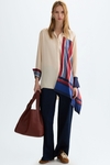 Striped print twill oversize shirt