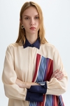 Striped print twill oversize shirt