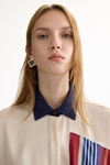 Striped print twill oversize shirt