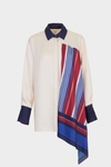 Striped print twill oversize shirt