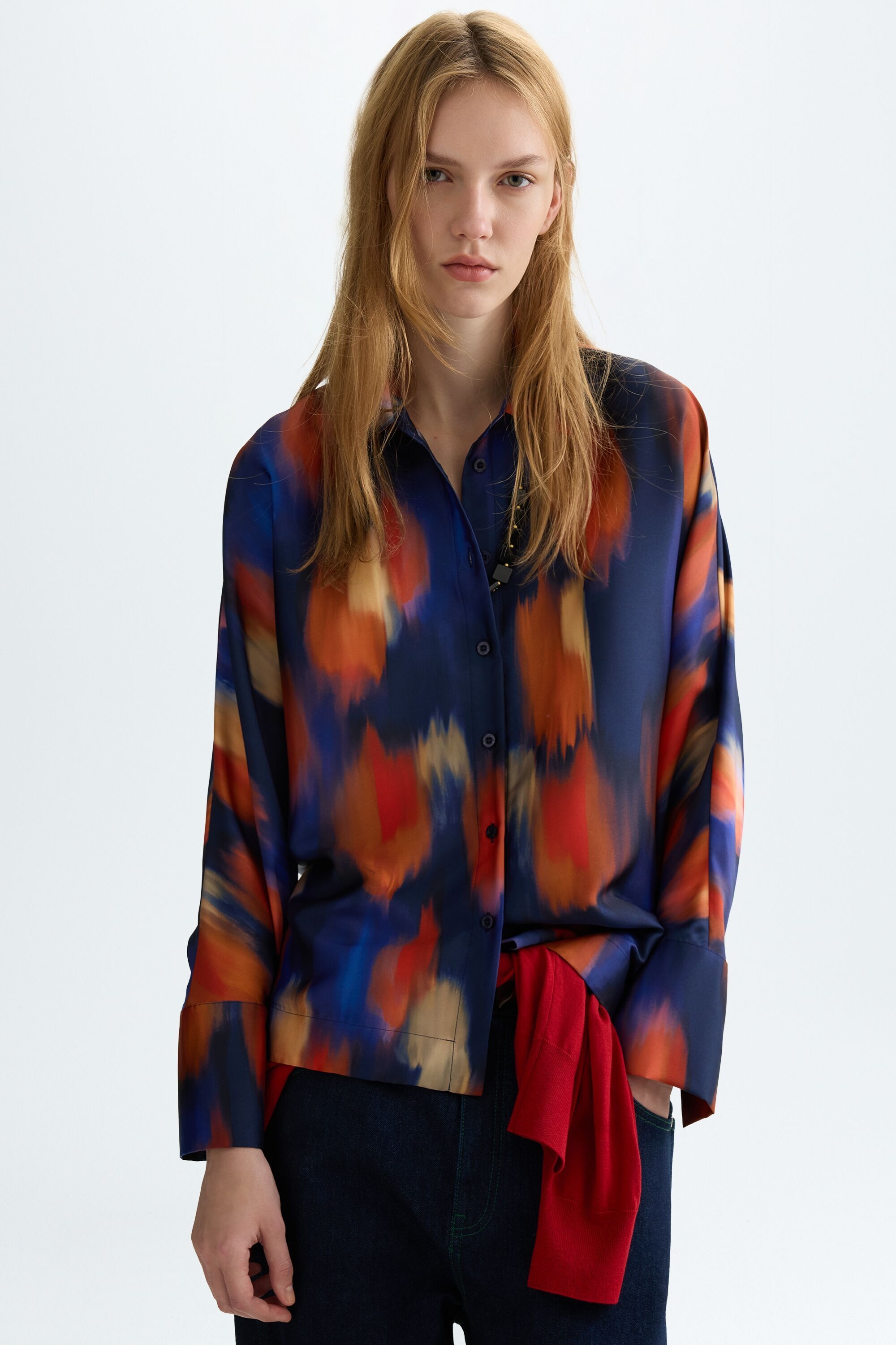 Print twill oversize shirt