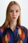 Print twill oversize shirt