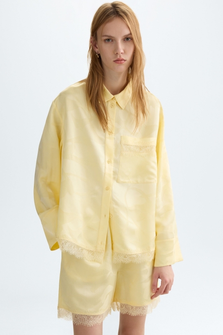 CALA JACQUARD SATIN STRAIGHT-FIT SHIRT