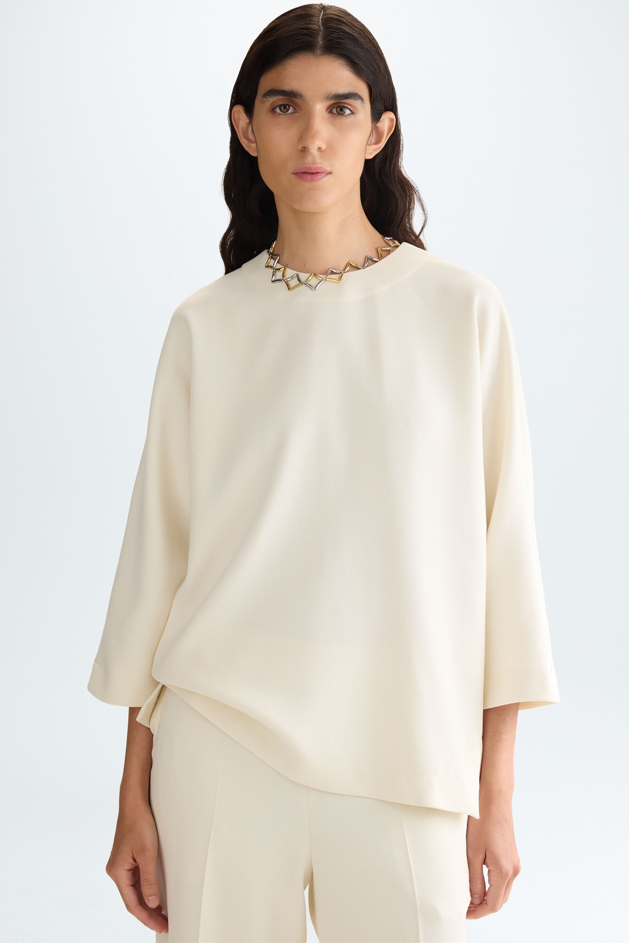 Cocoon-fit crepé top