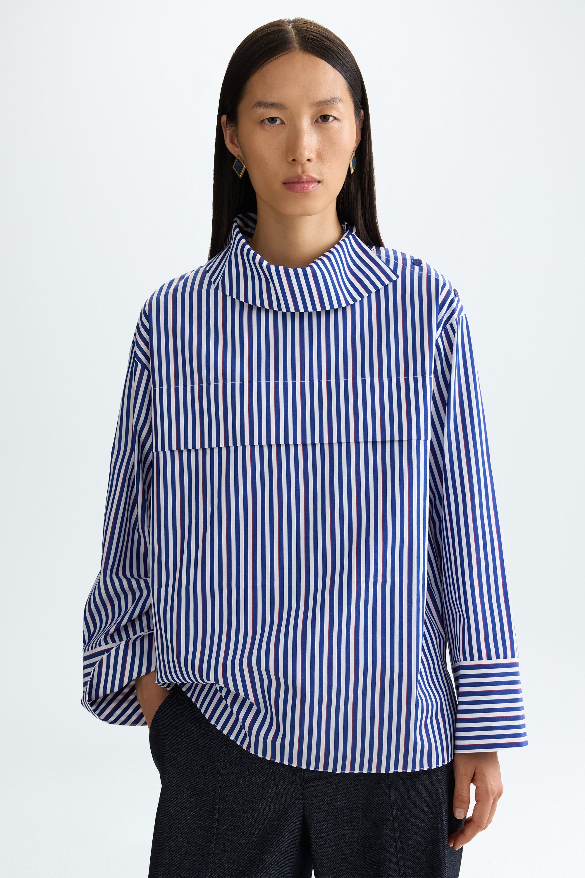 Striped poplin oversize shirt