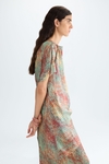 Cubes print twill fitted asymmetric blouse