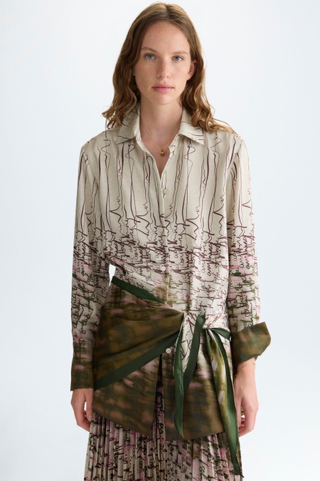 LETTERING PRINTED STRAIGHT-FIT TWILL SHIRT