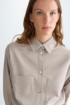 Long straight-cut cool wool effect shirt  with belt
