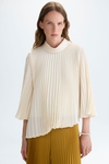 Pleated satin A-line shirt