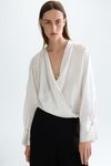 Silk oversize wrap shirt