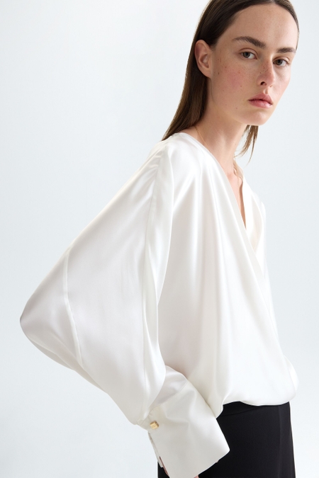 SILK OVERSIZE WRAP SHIRT