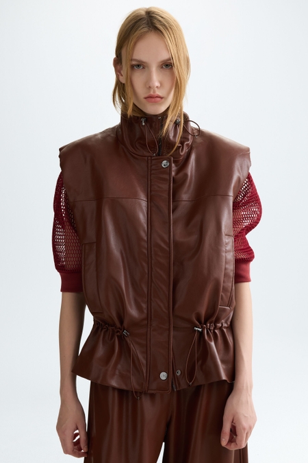 FAUX-LEATHER OVERSIZE GILET