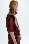 Faux-leather oversize gilet