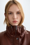 Faux-leather oversize gilet