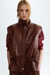 Faux-leather oversize gilet