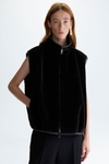 Faux fur leather cocoon-fit reversible gilet