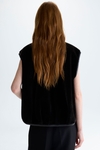 Faux fur leather cocoon-fit reversible gilet