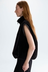 Faux fur leather cocoon-fit reversible gilet