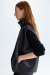 Faux fur leather cocoon-fit reversible gilet
