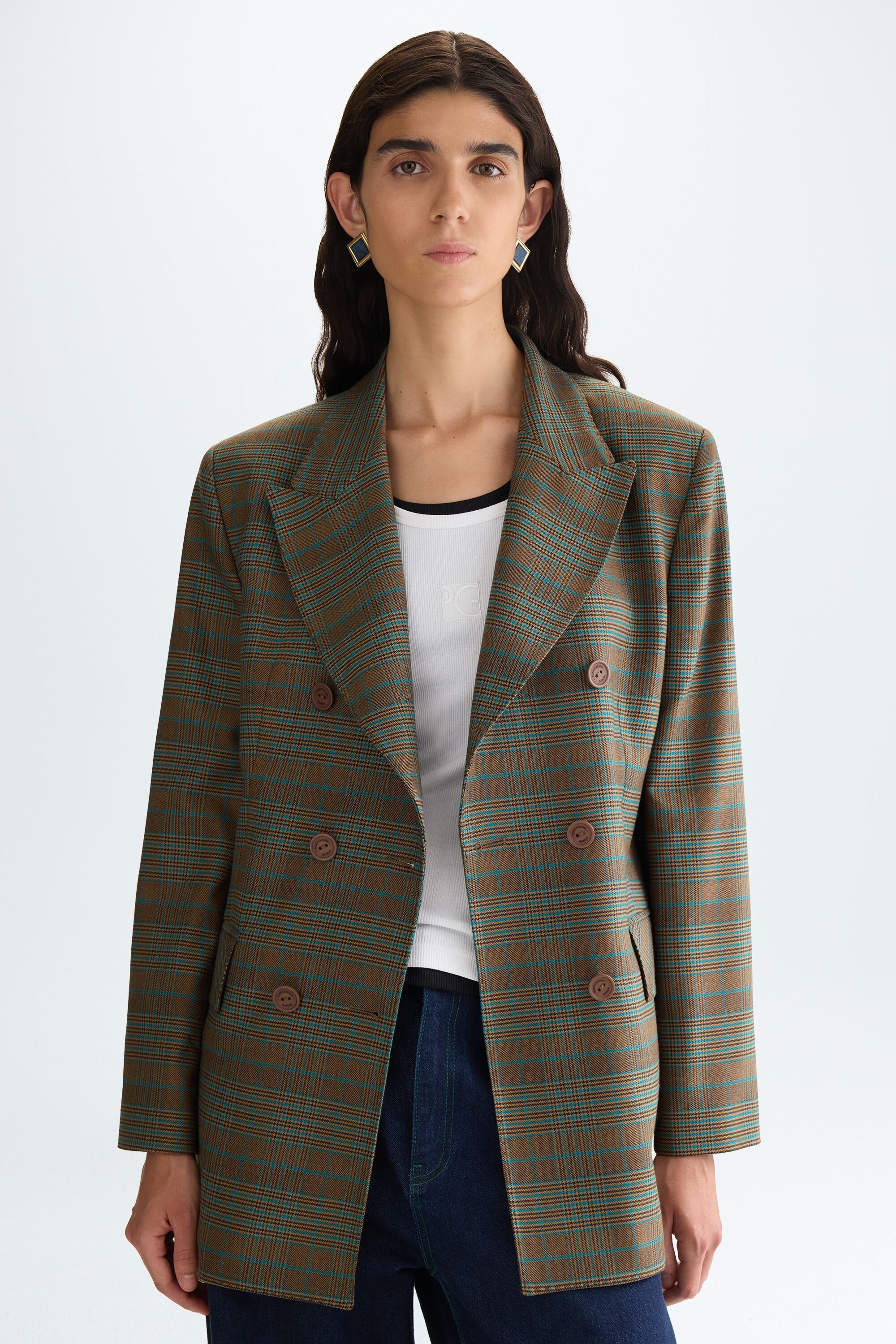 Prince of Wales check cool wool effect tailored jacket