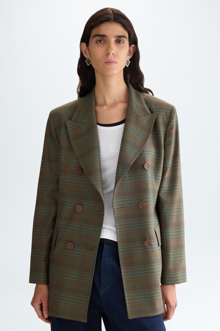 PRINCE OF WALES CHECK COOL WOOL EFFECT TAILORED JACKET