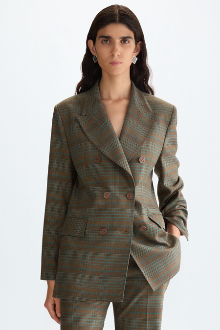 PRINCE OF WALES CHECK COOL WOOL EFFECT TAILORED JACKET