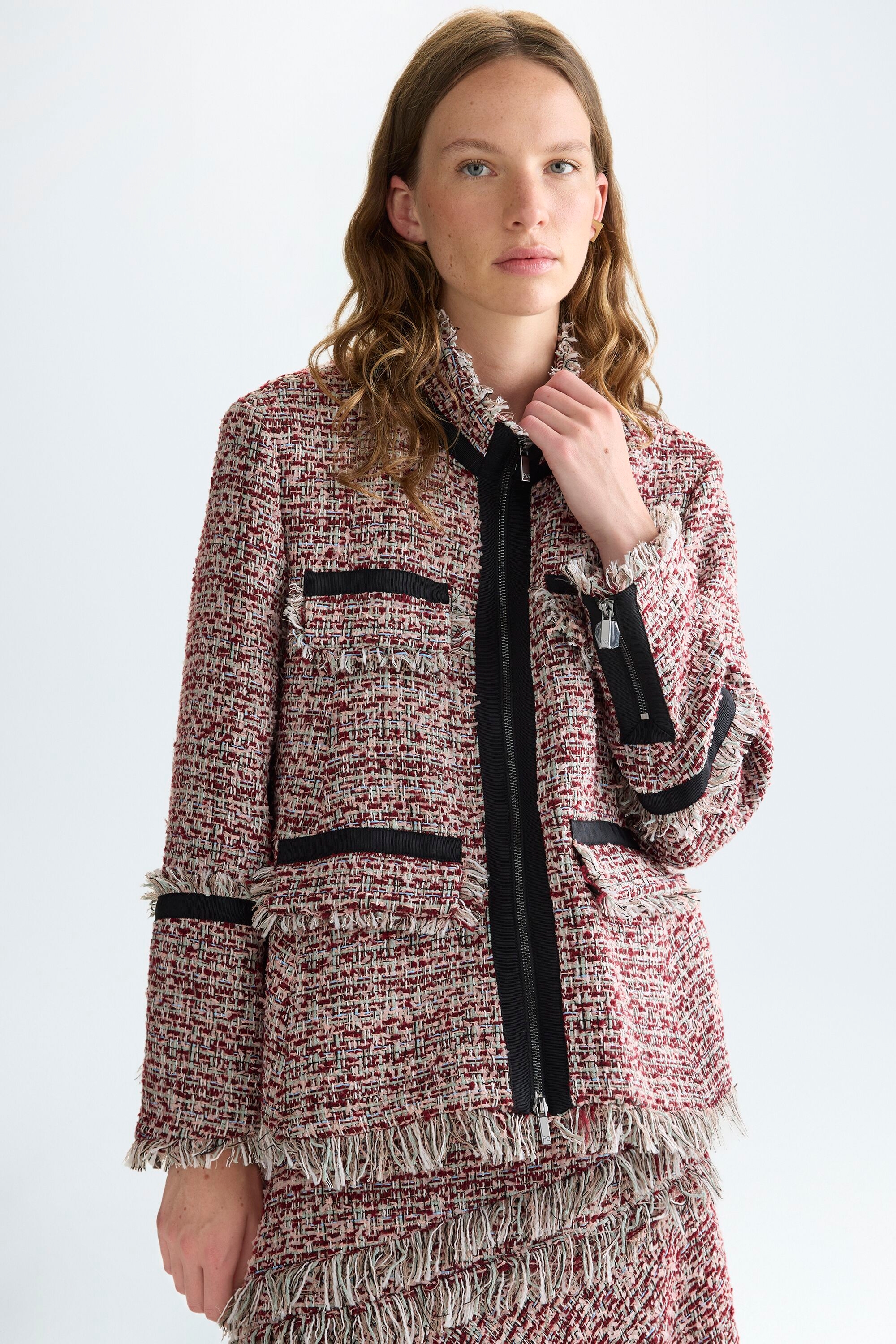 Weave A-line short jacket
