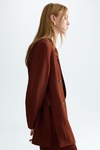 Flowy twill oversize double-breasted blazer