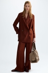 Flowy twill oversize double-breasted blazer