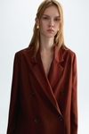 Flowy twill oversize double-breasted blazer