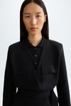 Double-faced warm stretch knit tailored jacket