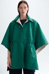 Technical fabric oversize reversible cape