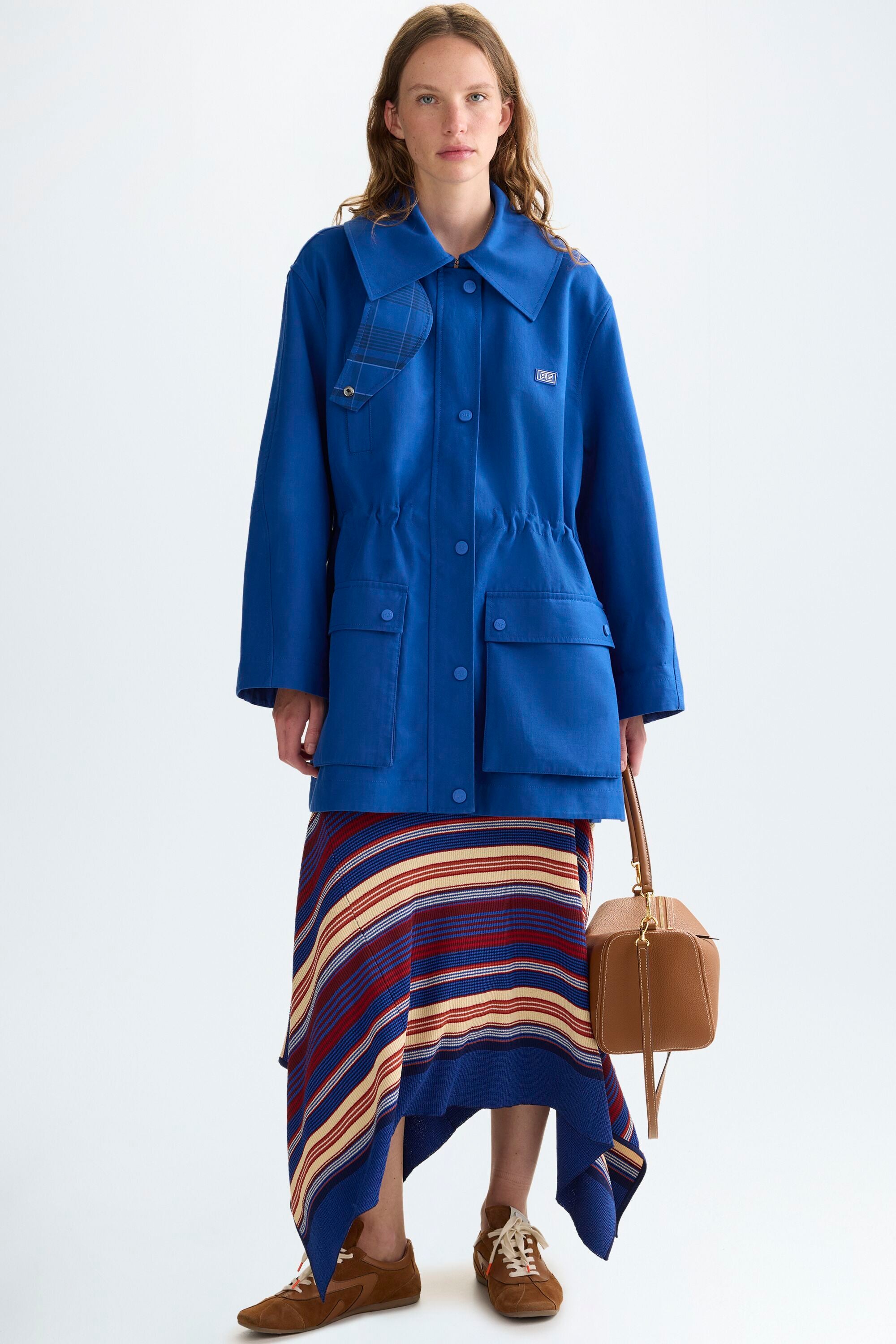 Double-faced oversized printed coat klein blue - Purificacion