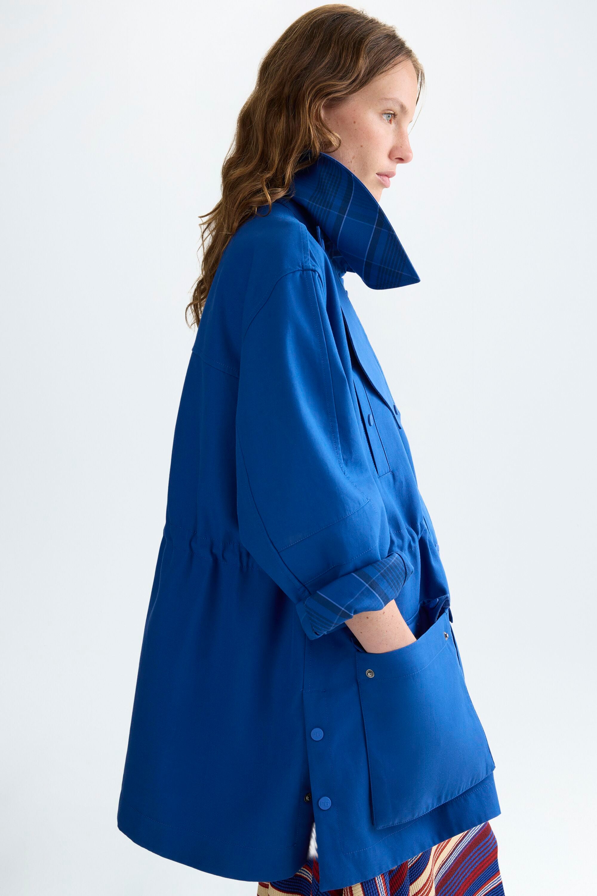 Double-faced oversized printed coat klein blue - Purificacion