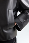 Chaquetón recto efecto piel cuello pelo extraíble