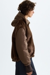 Faux Fur and Nylon Cocoon-fit Hooded Jacket